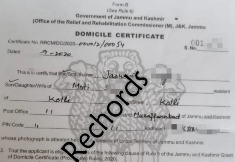 Restoring Roots: Domicile Certificates to  Muzaffarabad Massacre Survivors