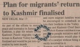 When Two Raos  Had Planned the Return of Kashmiri Pandits!